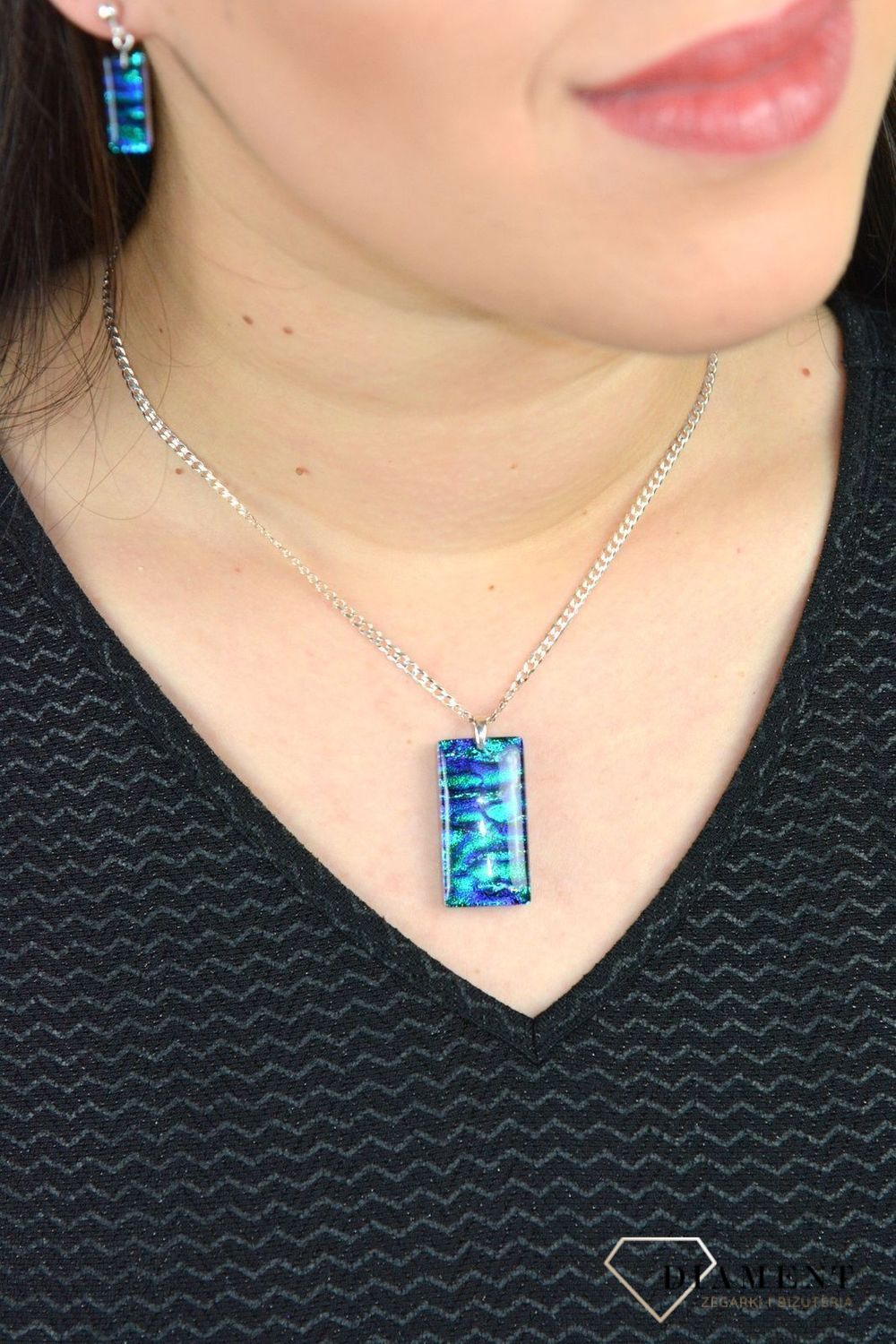 Zawieszka szkło weneckie 'Mieniąca się zieleń z fioletem' Murano 52.jpg